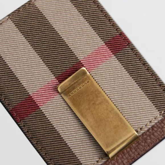 Burberry House Check and Leather Money Clip Card Case - Picture 11 of 14